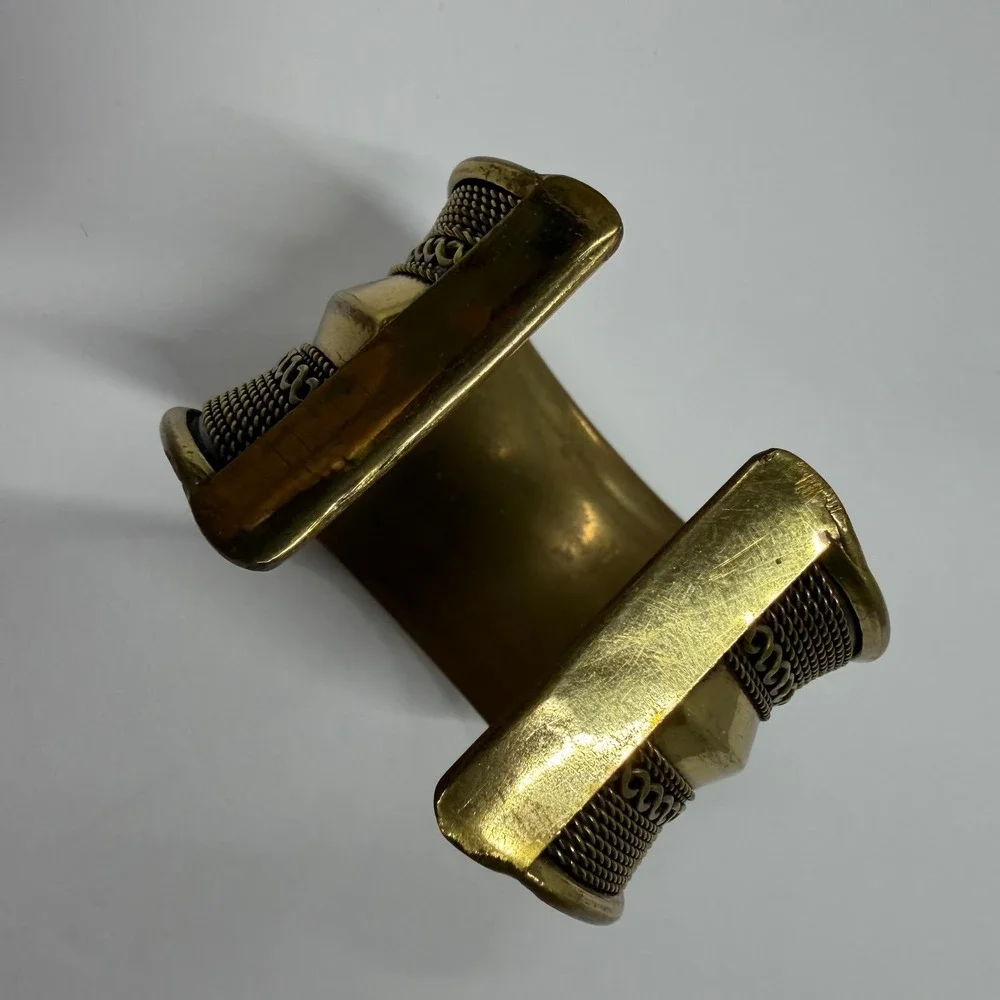Vintage Brass Mesh Wide Cuff Bracelet